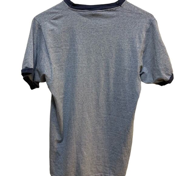 Vintage 70s 80s tee t-shirt single stitch ringer blue sailing boat nautical sz L - Picture 2 of 9